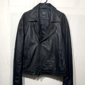 Limited Edition Armani Exchange Men’s Studded 100% Lamb Leather Jacket